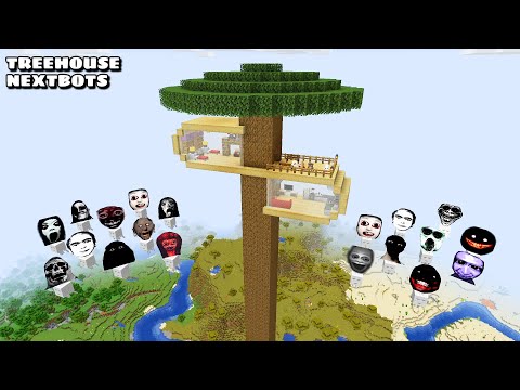 SURVIVAL TALLEST TREE HOUSE WITH 100 NEXTBOTS in Minecraft Part 2 - Gameplay - Coffin Meme