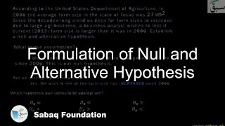 Formulation of Null and Alternative Hypothesis
