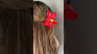 Strawberry Hair Clip 🍓✨ #hairclip #strawberry #fruit #hair #tutorials #art #berry #flowers