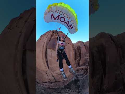 "Get me down!" Tandem BASE jump in Moab Utah #youtubeshorts #moab #emotional #basejump #skydive #fun