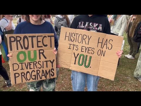 Hundreds gather to protest the removal of DEI programs at OU