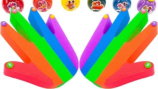 Satisfying Video | How To Make Rainbow Twin Hands From Kinetic Sand Cutting ASMR | Yo Yo Candy