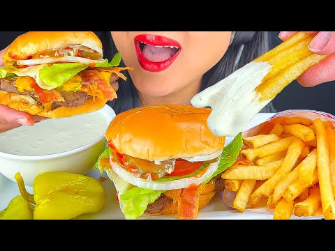 ASMR BIG BACON DOUBLE CHEESEBURGER & FRENCH FRIES FROM WENDY'S