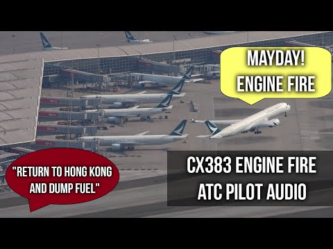 Engine Fire Cathay Pacific A350 flight Hong Kong - Zurich Diversion (B-LXI) ATC Audio Only