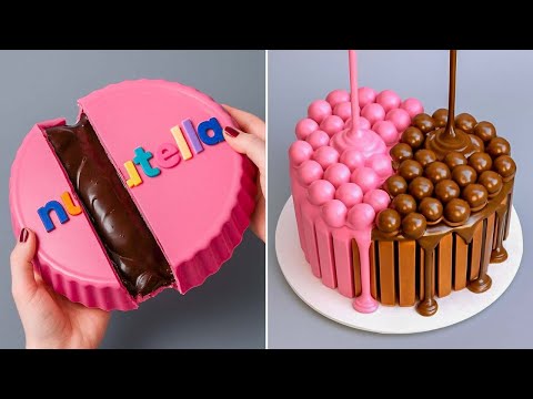 🤎 Kue Coklat Nutella BERWARNA COKLAT dan PINK | Tutorial Kue Lezat | Resep Dekorasi Kue yang...