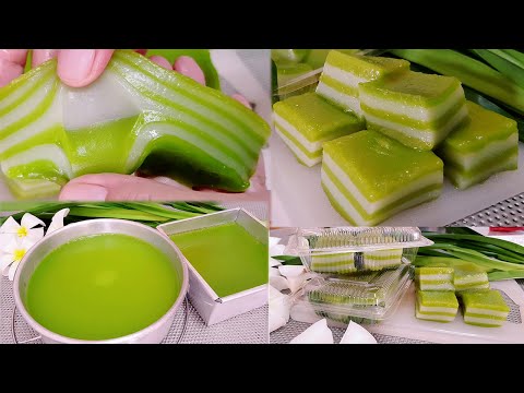 วิธีทำขนมชั้นใบเตย สูตรทำขาย พร้อมคำควณต้นทุนท้ายคลิป  l แม่มิ้ว l Thai dessert