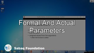 Formal and Actual parameters