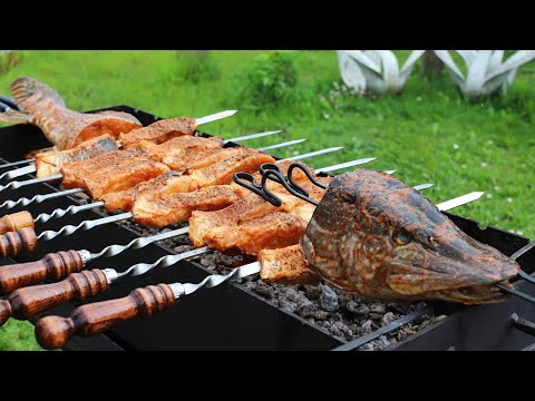 ЩУКА НА МАНГАЛЕ. ШАШЛЫК ИЗ РЫБЫ НА УГЛЯХ
