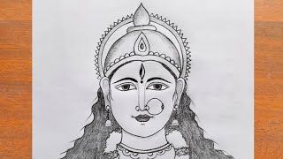 Durga Mata Drawing / How to Draw Maa Durga Devi Easy Step by Step / Navratri Special Drawing 