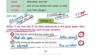 Blossoms book class 6, The Adventurous Clown , Activity 4 and 5 ,
