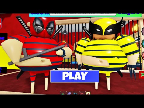 DEADPOOL VS WOLVERINE BARRY'S PRISON RUN! SCARY OBBY #roblox #obby