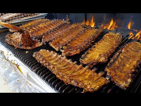 육즙 끝판왕! 한달에 등갈비만 2톤씩 팔리는? 미친 퀄리티 미국식 베이비 백립 / American Style Baby Back Ribs BBQ / korean street food