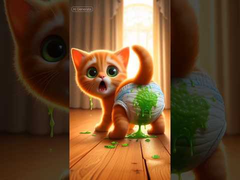 Kitten has a slime in his diaper?! 🙀 #cat #kitten #cute