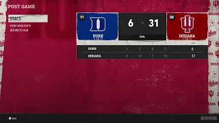 CPU vs CPU Dynasty Yr 9 #20 Indiana [6-2] vs #11 Duke [6-2]