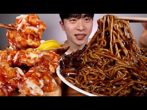 안녕..짜장면 슈프림양념치킨 먹을게 !!! 먹방 ASMR MUKBANG BLACK BEAN NOODLES SWEET CHICKEN EATING SHOW