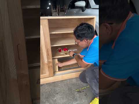 DIY wooden furniture - Surprise underneath the natural wooden cabinet #furniture #hidden #shorts