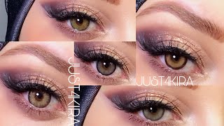 مكياج مناسبات للمبتدئات سهل و بسيط | مراجعة عدسات JUST4kira