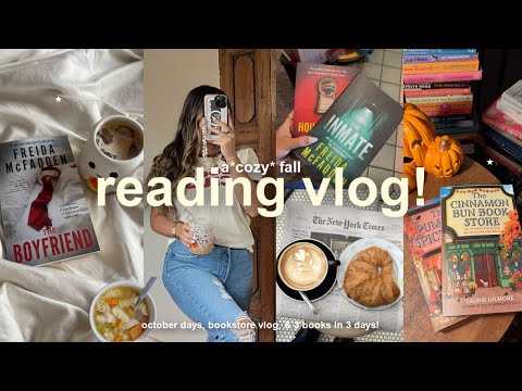 a cozy *FALL* reading vlog!🎃 relaxing october days, bookstore haul, & 3 books in 3 days!