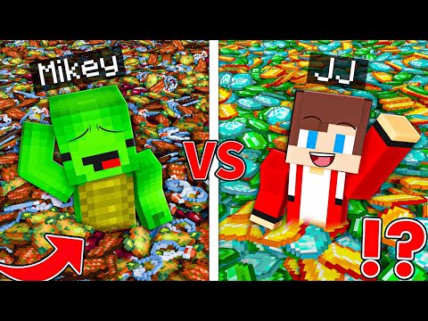 JJ vs Mikey : INFINITE MONEY vs INFINITE GARBAGE in Minecraft ?! - Maizen JJ Mikey Challenge!