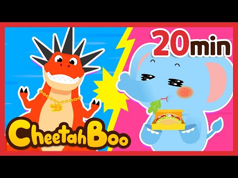 [20min⚡] Elephant & T-Rex Songs | Animal & Dinosaur Songs Compilation | Safari Song | #Cheetahboo