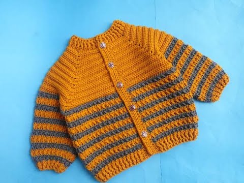 Crochet Baby Cardigan Sweater Brown/ thick & warm Baby Sweater video for beginners