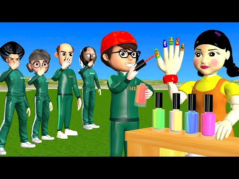 Scary Teacher 3D vs Squid Game Best nail polish color 5 Times Challenge Who's Winer
