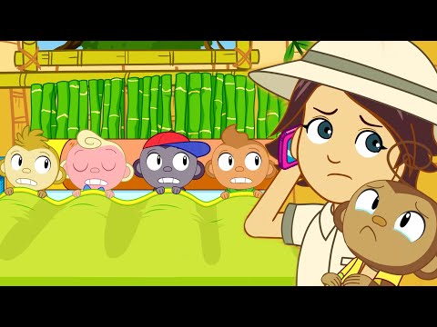 Five Little Monkeys Jumping On The Bed | Nursery Rhymes and Kids Songs by HooplaKidz