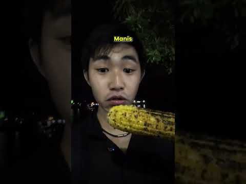 Orang Jepang makan jagung bakar di Jambi