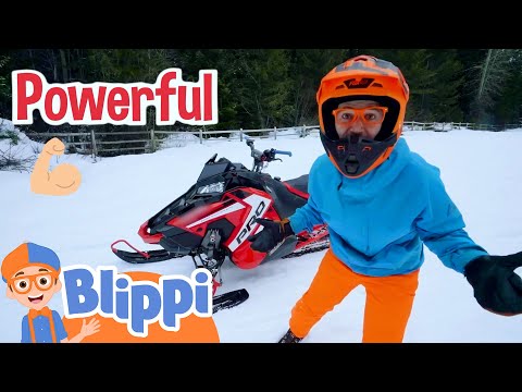 Blippi's Red Super Fast Snowmobile Vehicle! | Kids Videos | Party Playtime!