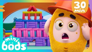 GIANT Domino Building Challenge! | 30 Minutes of Minibods | Funny Preschool Cartoons for Toddlers