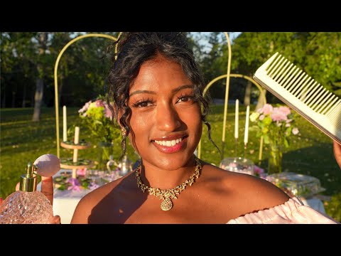 Bridgerton ASMR | Vintage Tea Party 🫖 (Hair Braiding, Makeup, Roleplay in Nature)