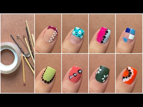 10 Easy nail art designs using household items || Simple nail art designs at home