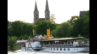 Der Kaiser Wilhelm Raddampfer aus Lauenburg ist zurück auf der Weser zwischen Holzminden und Höxter