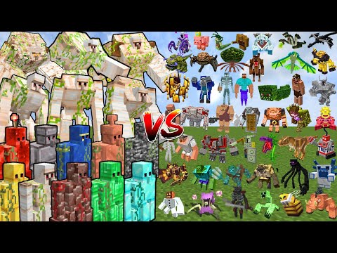 EVERY MINECRAFT GOLEM EVER (WITH MUTANTS) vs 500 MOST POWERFUL MOBS