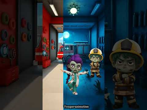 Firefighter zombie vs doctor zombie | dance fight 🧟♀️💃#shorts #cartoon #dance