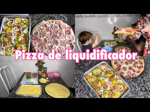 NOITE DA PIZZA CASEIRA DE LIQUIDIFICADOR EM CASA  | UMA MASSA 2 PIZZAS 🥰 🍕