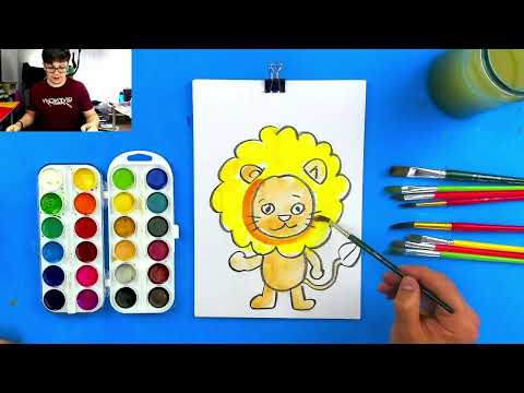 How to draw a lion, colouring and painting for kids ￼