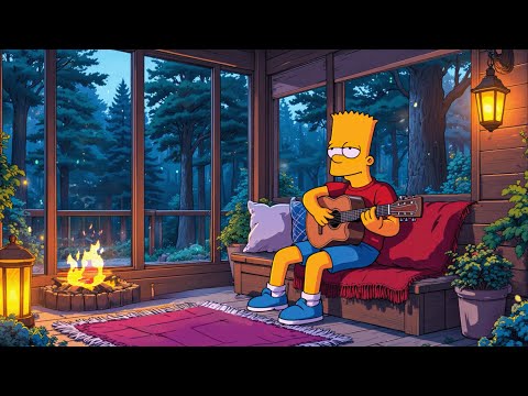 Campfire Lo-Fi hip hop 🌲 Warm Guitar Melodies for Study & Relaxation | Forest Night