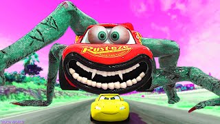 Escape From Lightning McQueen Eater New Mutant Spider | McQueen VS McQueen Eater Spider | BeamNG