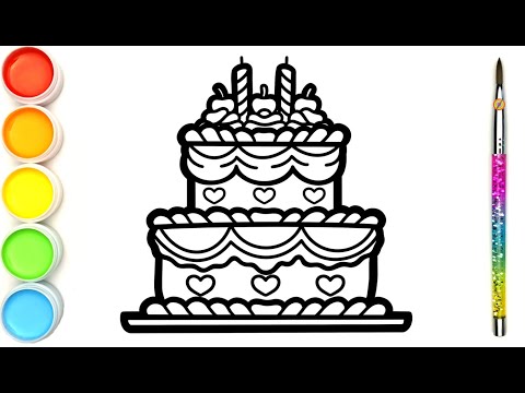 Beautiful Cake Drawing and Coloring Videos / Yummy Birthday Cake / Kids Video For Sleep and Relax