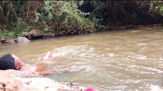AFRICAN BOY BATHING IN A BIG RIVER||SOLO ADVENTURE#lifeisbutadream #africa 