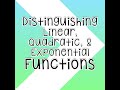Differentiating Linear, Quadratic, and Exponential Functions