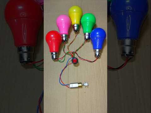 Powering 5 Colour LED Light With Mini Gear Motor Generator _ DC Motor #dcmotor #tech #shorts