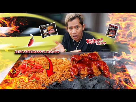 VIRAL! COMBO MUKBANG! 5 MIE SAMYANG,1 EKOR AYAM RICHEESE, 5 KERIPIK GHOST PEPPER, DAN CABE RAWIT!!!