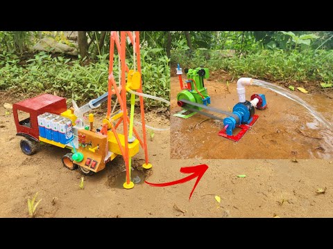 DIY Tractor borewell drilling machine | Diesel Engine Water Pump | Science project