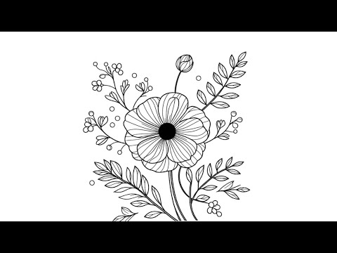 easy beautiful flower drawing for kids | step by step