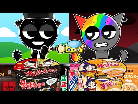 Incredibox Sprunki - Black vs Sprunki, but the COLORS are MISSING Convenience Store MUKBANG