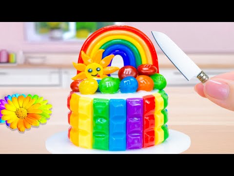 Amazing RAINBOW Cake Decorating in Real Mini Kitchen | ASMR Rainbow Cake