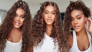 WOW😍Perfect Deep Brown WIG Highlighted Water Bye Bye Knots Summer Ready + 3 Styles | NadulaHair 