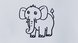 How to draw an elephant step by step/Elephant drawing easy/Animal drawing @SimpleLineDrawing 